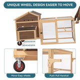 ZUN Chicken Coop with Wheels and handrails,Weatherproof Outdoor Chicken Coop with Nesting Box, Outdoor W142782621