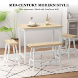 ZUN Modern Bar Dining Table Set 4 All Rubber Wood Kitchen Bistro Counter Height Table Bench Stool W69177224