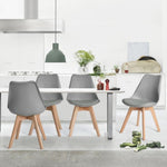 ZUN Set of 4 Dining Chairs PU Leather Solid Wood Beech Legs, grey W131470826