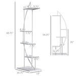 ZUN 5 Tier Metal Plant Stand with Hangers, Half Moon Shape Flower Pot Display Shelf for Living Room W2225142623