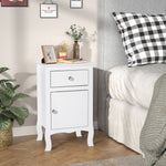 ZUN FCH 40*30*63cm Countryl Style MDF Spray Paint Curved Foot One Drawer One Door Night Table White 94282376