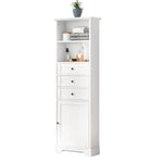 ZUN White Tall Storage Cabinet with 3 Drawers and Adjustable Shelves for Bathroom, Kitchen and Living WF298151AAK