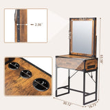 ZUN Styling Barber Station With Mirror Drawer and Charging Station, Beauty Salon Spa Equipment, Rustic W2181P155884