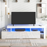 ZUN ON-TREND Modern Style 16-colored LED Lights TV Cabinet, UV High Gloss Surface Entertainment Center WF290009AAK