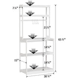 ZUN Bamboo Microwave Stand, Bakers Racks for Kitchens with Storage Shelves, 5 Tier Kitchen Stand with 4 59645494