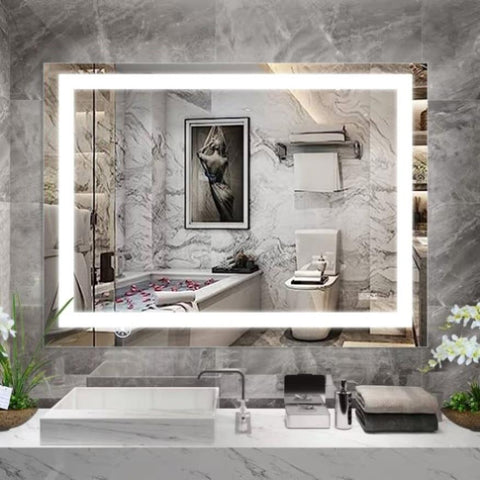 ZUN LED Bathroom Mirror 48x 36 Inch with lights, anti-Fog & Dimming Led Bathroom Vanity Mirror W134070938