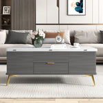 ZUN Modern Lift Top Coffee Table Multi Functional Table with Drawers in Gray & White WF307471AAG