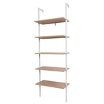 ZUN 5-Shelf Wood Ladder Bookcase with Metal Frame, Industrial 5-Tier Modern Ladder Shelf Wood 89161253
