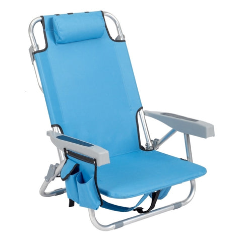ZUN 63*65*82cm Short Oxford Cloth Silver White Aluminum Tube Bearing 100kg Beach Chair Blue 13123085