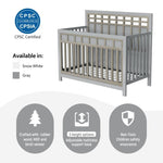 ZUN Certified Baby Safe Crib, Pine Solid Wood, Non-Toxic Finish, Gray WF304221AAG