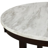 ZUN 1Pc Transitional Round Counter Height Table White Faux Marble Top Black Finish Base Wooden Furniture B011131724