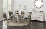 ZUN Round Dining Table Silver / Grey Finish Rubber wood Frame Center Glass Top Dinette Table HS00F2428-ID-AHD