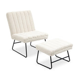 ZUN Off White Cashmere Modern Lazy Lounge Chair, Contemporary Single Leisure Upholstered Sofa Chair Set W1516P156187