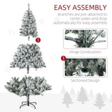 ZUN HOMCOM 6ft Tall Prelit Artificial Christmas Tree Holiday Décor with 638 Snow Flocked Branches, 220 W2225137775