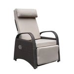 ZUN Outdoor Recliner Chair,PE Wicker Adjustable Reclining Lounge Chair and Removable Soft Cushion, with W1889107782