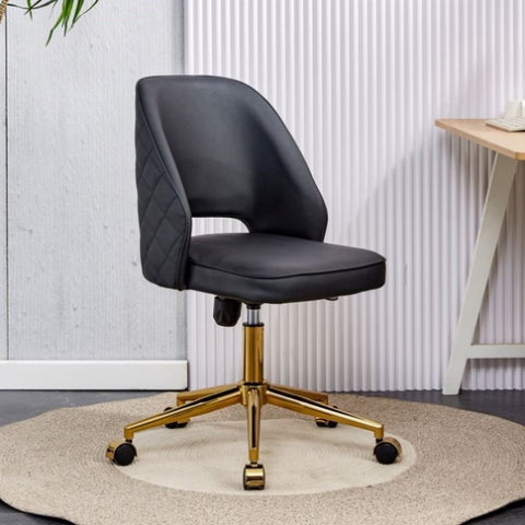 ZUN Modern household pu Office chair, adjustable 360 &deg; swivel chair engineering plastic armless swivel W1151102183