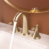 ZUN 2 Handle Widespread Bathroom Faucet 3 Hole, with Pop Up Drain and 2 Water Supply Lines, Gold W124379943