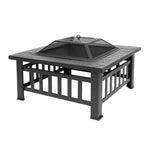 ZUN Portable Courtyard Metal Fire Pit with Accessories Black 52194990