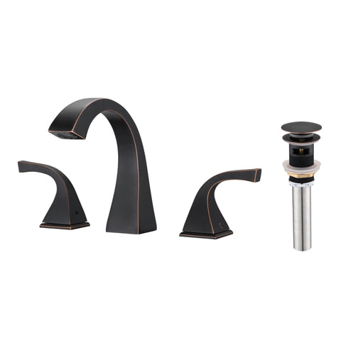 ZUN 2-Handle Bathroom Sink Faucet with Drain, Oil Rubbed Bronze W122465398
