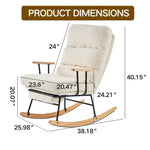 ZUN Modern Teddy Gliding Rocking Chair with High Back, Retractable Footrest, and Adjustable Back Angle W2012137612