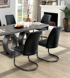 ZUN Contemporary Dark Gray Set of 2pc Side Chairs Kitchen Dining Room Metal U-Shaped Base Leatherette B011P145388