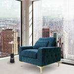 ZUN Modern Upholstered DiamondTufted 1 Seat Couch Chenille Fabric Sofas with Sturdy Metal Legs and Arm W71482059