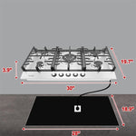 ZUN 30" Built-in Gas Cooktop Stove Top 5 Burners LPG/NG Dual Fuel Stainless Steel W2355P146860