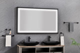 ZUN 72in. W x 48in. H Oversized Rectangular Black Framed LED Mirror Anti-Fog Dimmable Wall Mount W1272114901