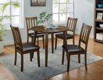 ZUN Kitchen 5pc Dining Set Round Dining Table And 4x Side Chairs Walnut, Dark Brown Transitional Solid B011P162634