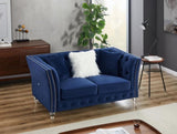 ZUN Navy Blue, Velvet, 2+3 Seat Set, Cushion Combination Lounge, Deep Tufted Button Luxury 37078904