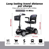 ZUN Four wheels Compact Travel Mobility Scooter with 300W Motor for Adult-300lbs, SILVER W42935580