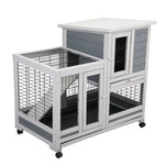 ZUN Wooden Rabbit Hutch, Outdoor Pet Bunny House Wooden Cage with Ventilation Gridding Fence, Openable W2181P155564