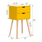 ZUN Mid-Century Nightstand with 2 Sliding Drawers, Wood Sofa Side Table, Modern End Table for Living W2181P146757
