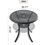 ZUN Ø30.71-inch Cas Aluminum Patio Dining Table with Black Frame and Umbrella Hole W171084476