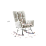 ZUN off white teddy fabric rocking chair W588123406