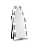 ZUN ACME Noralie Accent Floor Mirror in Mirrored & Faux Diamonds 97986