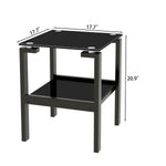 ZUN 2-piece Black Tempered Gass End Table Set, Sofa table with 2-layer Storage Shelf W1718109232