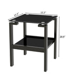 ZUN Black Tempered Glass End Table with 2 layer, Small Side Table for Living Room W1718109231