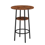 ZUN Double Layer Round Bar Table with 2 Bar Stools PU Soft Seat Back Breakfast table. 56942722
