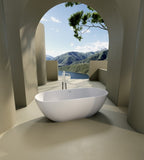 ZUN Immerse Yourself in Unmatched Luxury with Our Handcrafted Solid Surface Freestanding Bathtub W1573132646