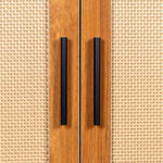 ZUN rattan door Bookshelf Display Case with drawer walnut finish Open Storage Shelves narrow bookcase W33165359