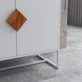 ZUN Solid wood square shape handle 2 doors sideboard W28222273