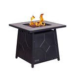 ZUN 40,000 BTU Steel Propane Gas Fire Pit Table With Steel lid, Weather Cover W2029120084