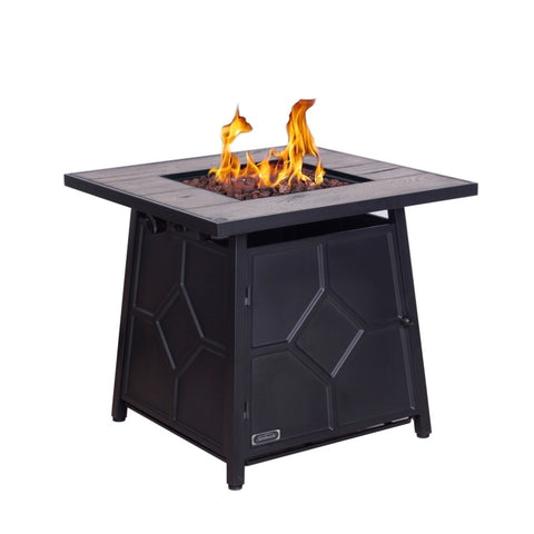 ZUN 40,000 BTU Steel Propane Gas Fire Pit Table With Steel lid, Weather Cover W2029120084
