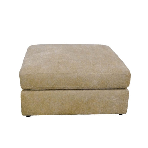 ZUN Living Room Ottoman, Soft Linen Fabric Upholstered Ottoman 1-Pc with Thick Padded Cushion, Biege B011P162836