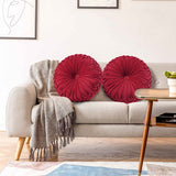ZUN 2 PCS Pumpkin Pleated Round Throw Pillows for Chair Sofa Home Decor 02899451