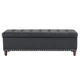 ZUN 51 Inches 131*41*42cm PU With Storage Copper Nails Bedside Stool Footstool Black 75365335
