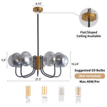 ZUN Modern American chandelier-black gold iron glass lampshade -10 bulbs -G9 lamp holder W116978779