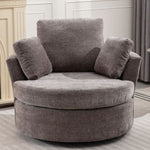 ZUN Oversize Round Swivel Chair Cozy Club 360 degrees Swivel Sofa with 3 Pillows Chenille Fabric for W2231142590