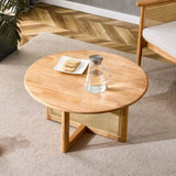 ZUN Naturally elegant wooden coffee table with faux rattan accents - perfect for stylish living rooms W1151116721